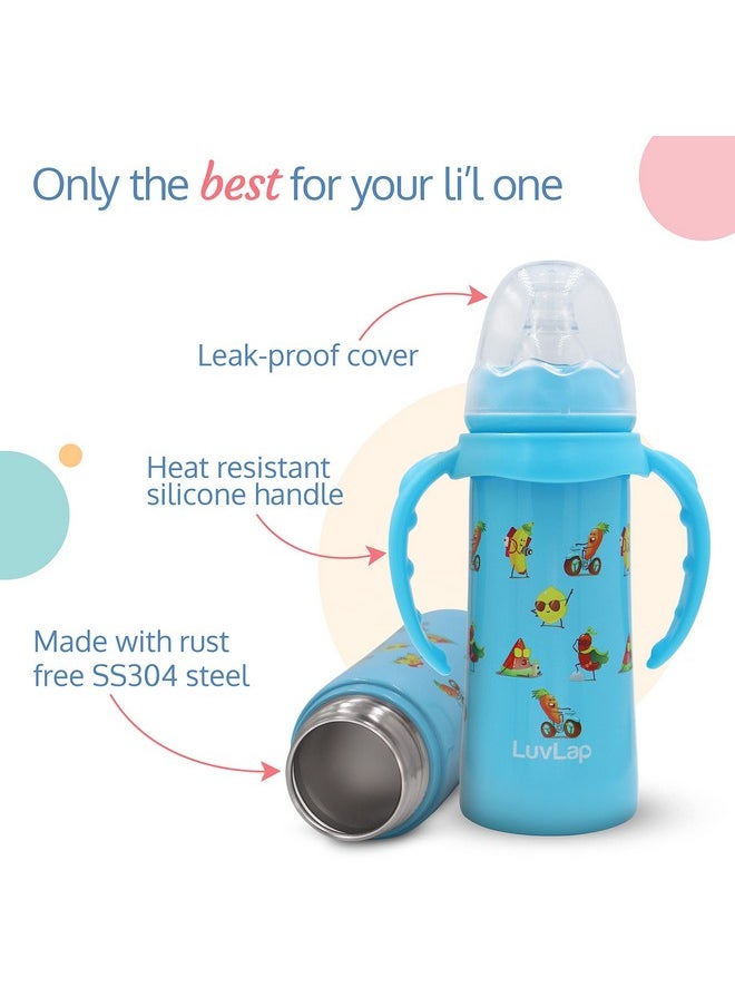 LuvLap 4 in 1 Slim Neck Steel Baby Bottle Cum Sipper with Handle, Made of SS304 Rust Free Steel, BPA Free, Odour Free, Anti Colic Nipple, Spout, Weighted Straw & Cap, Blue, 3M+, 240 ml - pzsku/ZC2B6847162DF4A29280BZ/45/_/1738305259/0e49c350-2445-4da0-bd3d-aeecaf96edcb