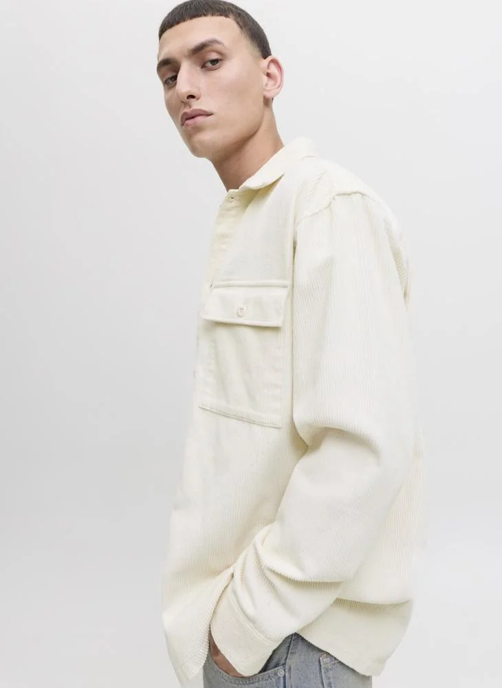 JACK & JONES Long Sleeve Button Down Cotton Shirt