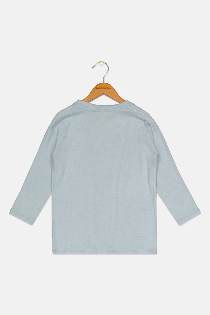 Rumi + Ryder Kids Girl Heather Knitted Cardigan, Blue - Image 2