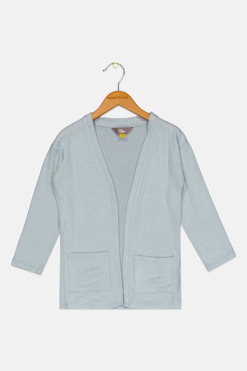 Rumi + Ryder Kids Girl Heather Knitted Cardigan, Blue - Image 1