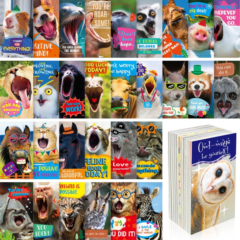 Gethelud 200 PCS Fun Animal Motivational Cards, 60 Designs Encouragement Inspirational Cards Funny Note Card, Positive Affirmation Card for Students Adults Kids (2â€ x 3.5â€) - Image 1