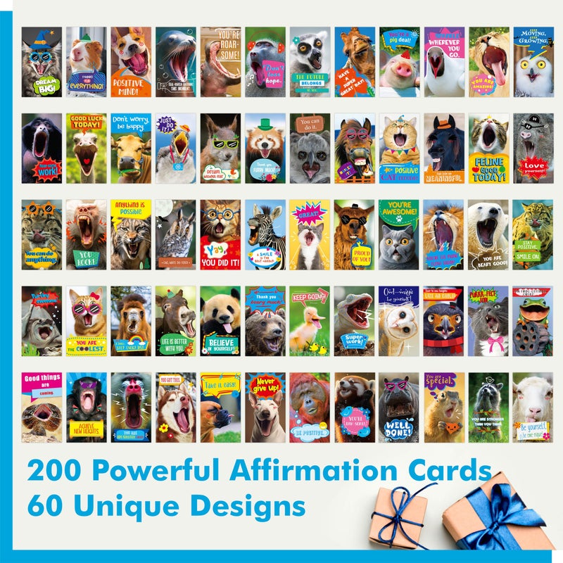 Gethelud 200 PCS Fun Animal Motivational Cards, 60 Designs Encouragement Inspirational Cards Funny Note Card, Positive Affirmation Card for Students Adults Kids (2â€ x 3.5â€) - Image 2
