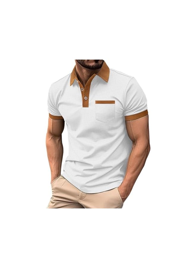 نيبمينينت قمصان بولو كاجوال للرجال بأسلوب كلاسيكي، بأزرار، قصيرة الأكمام، تي شيرتات ناعمة بتدرجات الألوان، ملابس أنيقة للجولف. - Image 5