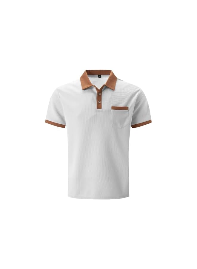 نيبمينينت قمصان بولو كاجوال للرجال بأسلوب كلاسيكي، بأزرار، قصيرة الأكمام، تي شيرتات ناعمة بتدرجات الألوان، ملابس أنيقة للجولف. - Image 4