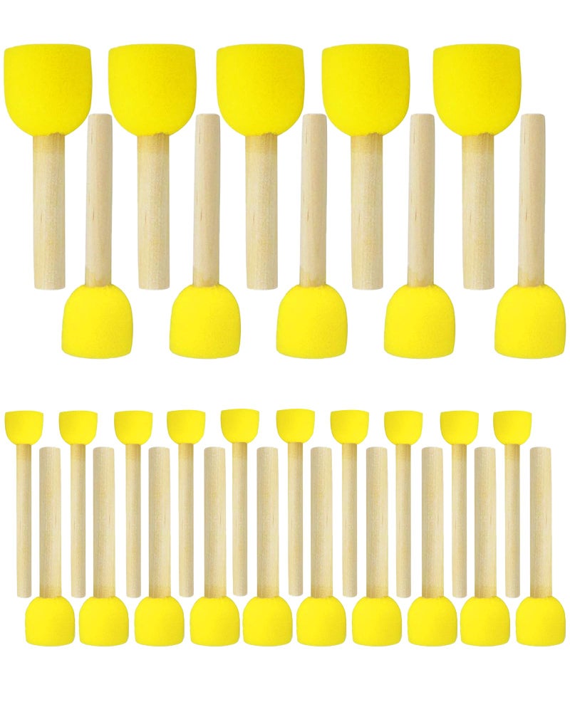 WAFJAMF WAFJAMF 30 Pcs Assorted Size Round Sponges Brush Set 4 Sizes DIY Painting Tools Yellow 