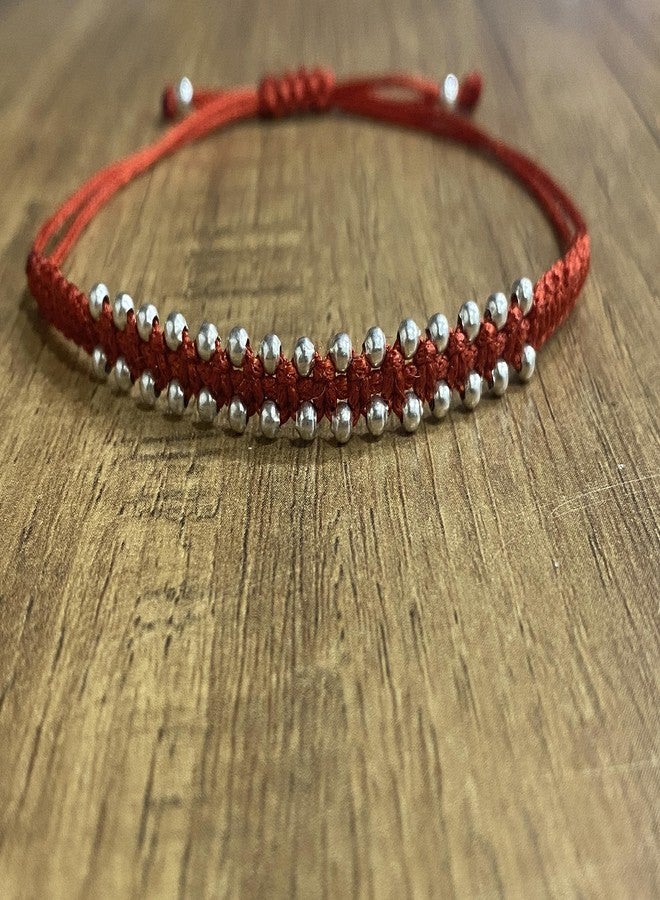 DARSHRAJ JEWELLERS 925 Sterling Silver Nazariya Silver Beads Red Thread Nazariya Bracelet|Anklet Both For New Born Baby Boy|Baby Girls Fully Adjustable(6 Month -10 Years) - Image 5
