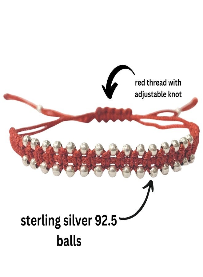 DARSHRAJ JEWELLERS 925 Sterling Silver Nazariya Silver Beads Red Thread Nazariya Bracelet|Anklet Both For New Born Baby Boy|Baby Girls Fully Adjustable(6 Month -10 Years) - Image 2