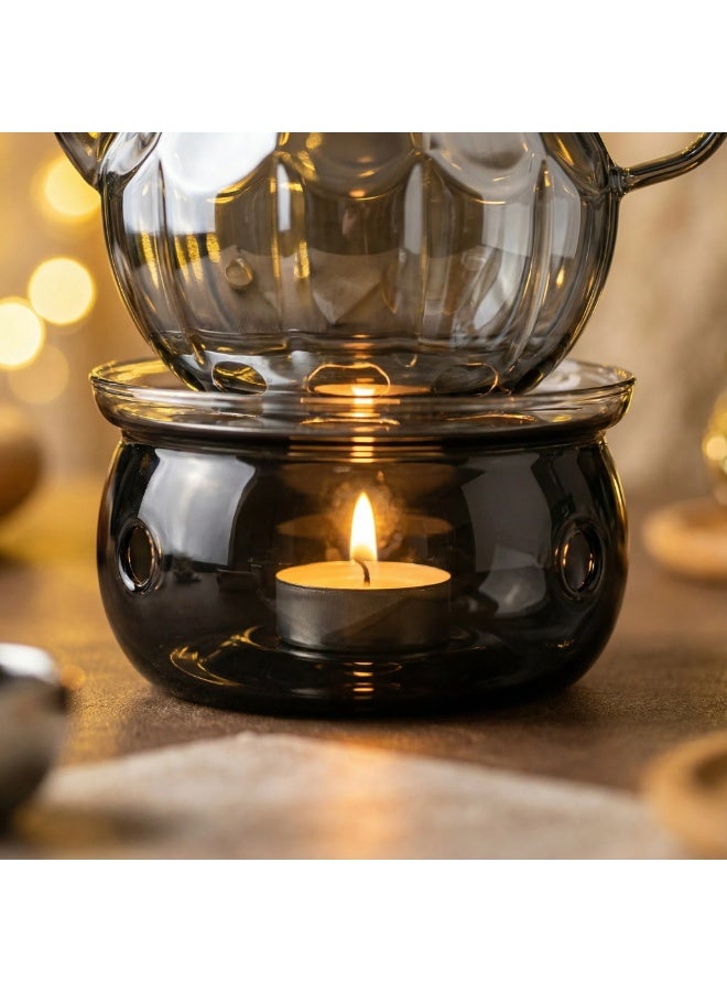 دلة زجاجية أنيقة للقهوة العربية والشاي مع قاعدة تدفئة بالشمع + عرض خاص: 50 شمعة هدية | حافظ على مشروباتك دافئة - Image 3