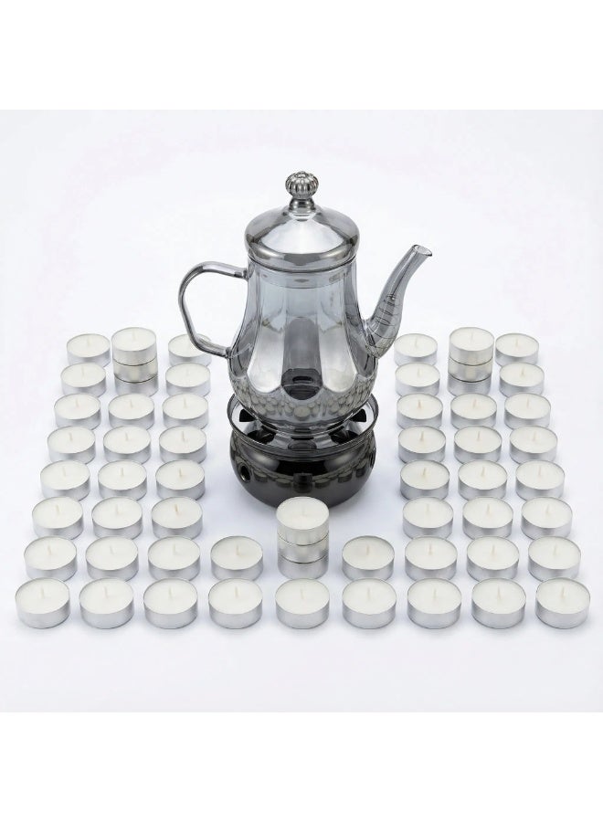 دلة زجاجية أنيقة للقهوة العربية والشاي مع قاعدة تدفئة بالشمع + عرض خاص: 50 شمعة هدية | حافظ على مشروباتك دافئة - Image 1