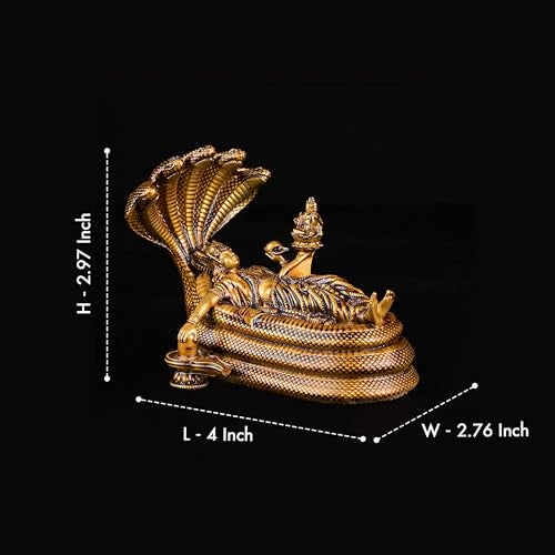 Artarium Resin Padmanabhaswamy Ranganatha Swamy Bhagwan Vishnu Statue God Tirupati Balaji Sri Venkateswara Idol Venkateshwara Swamy Idol for Car Dashboard and Home Décor (Padmanabhaswamy 2.97 Inch) - Image 4