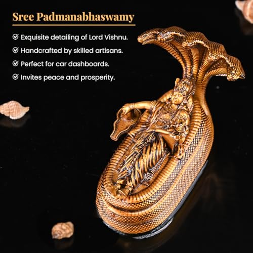 Artarium Resin Padmanabhaswamy Ranganatha Swamy Bhagwan Vishnu Statue God Tirupati Balaji Sri Venkateswara Idol Venkateshwara Swamy Idol for Car Dashboard and Home Décor (Padmanabhaswamy 2.97 Inch) - Image 5