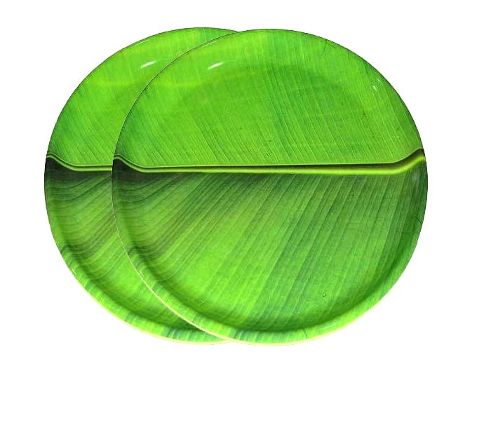 صحون عشاء/أواني طعام بتصميم موز من سمارت باي، حجم 10 بوصة (طقم من 2 صحن) [اللون-أخضر] - Image 1