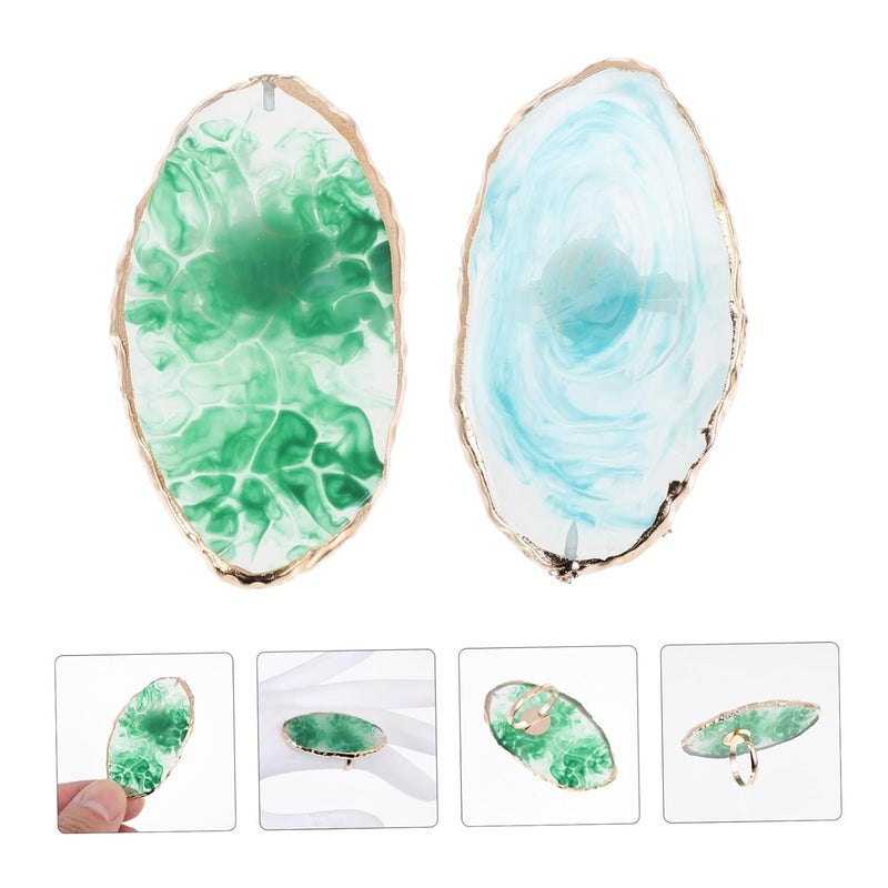 Assorted Color Nail Art Ring Palette 2pcs Mixing Tray Size 5 3X3X2 6CM - Image 3