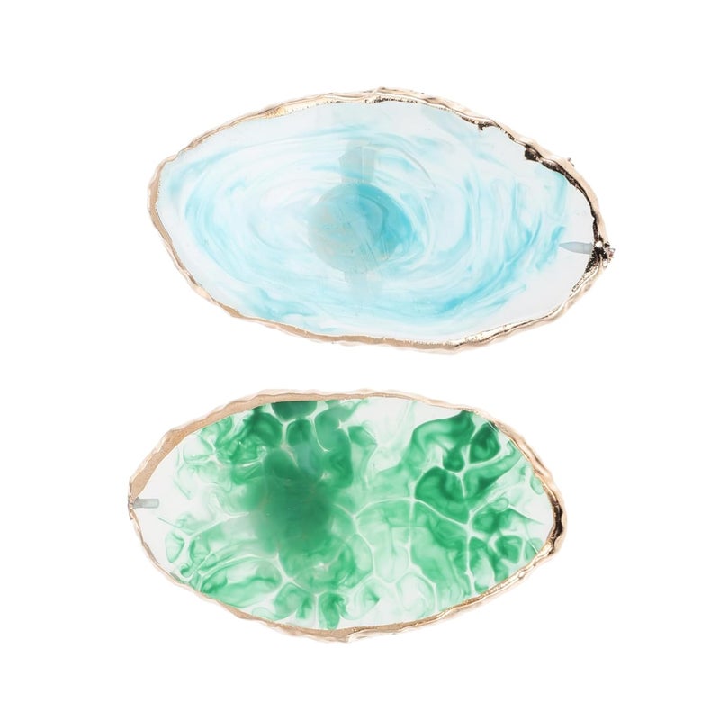 Assorted Color Nail Art Ring Palette 2pcs Mixing Tray Size 5 3X3X2 6CM - Image 2