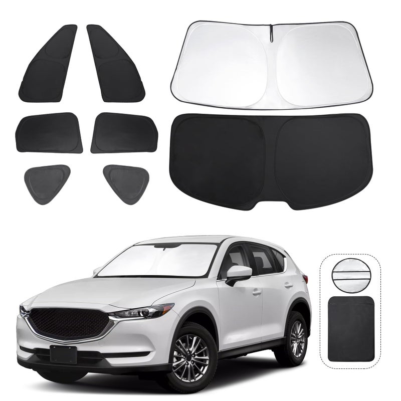 TINGLU Window Shades for Mazda CX5 20172024 2025 Accessories Car Side Full Windows Rear Triangular Windshield Sun Shade Sun UV Rays Privacy Protection for CampingNappingand Relaxing 8PCS