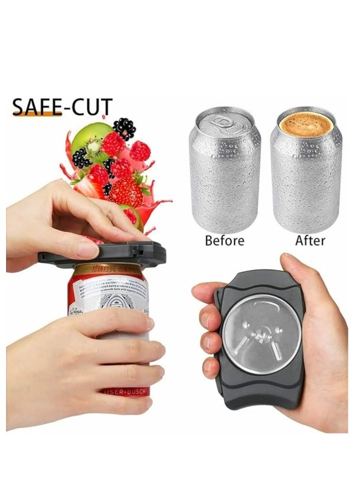 Go Swing Topless Can Opener Bar Tool, Safe Cut Can Opener, Manual Smooth Edge Can Opener, Portable Easy to Use, No Sharp Edges Leaving, Food Grade Stainless Steel, for Household Kitchen(Black)