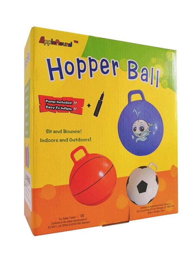 AppleRound - Space Hopper Ball: Blue 18In/45Cm Diameter For Ages 3 6 Pump Included (Hop Ball Kangaroo Bouncer Hippity Hoppity Hop Sit And Bounce Jumping Ball) - Image 1