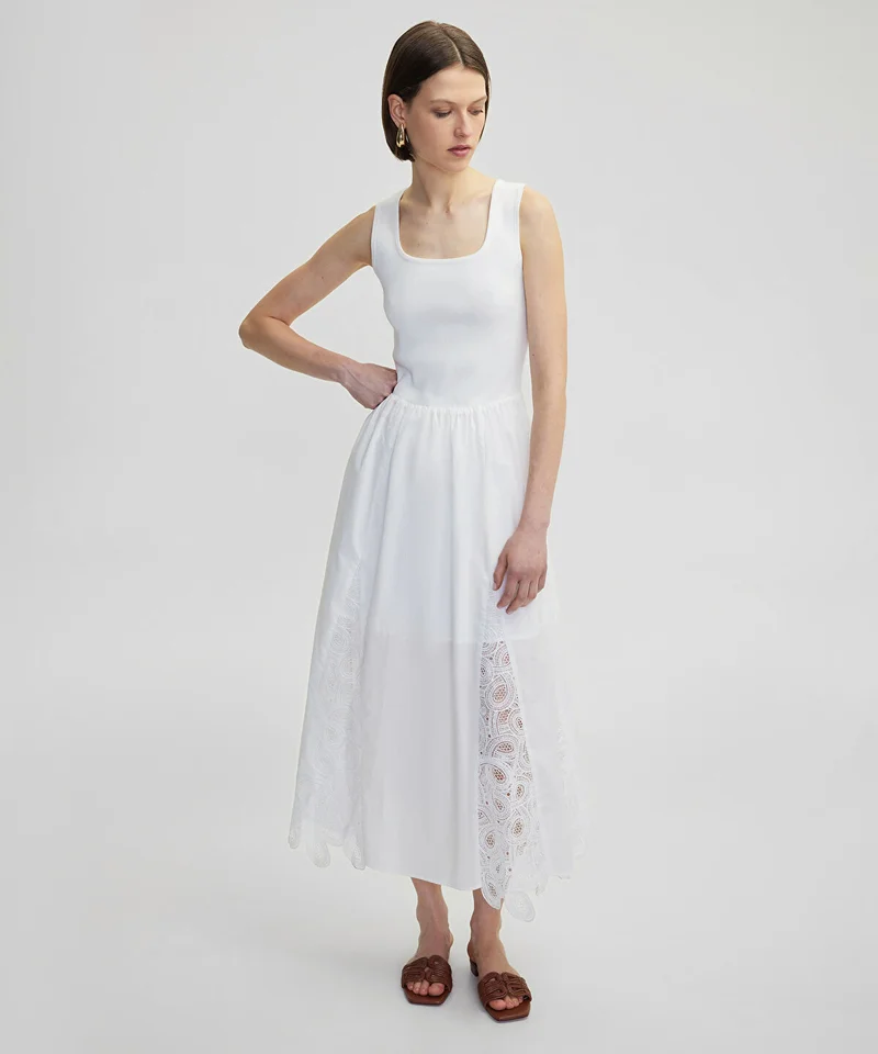 ابيكول Square Neck Broderie Anglaise Dress