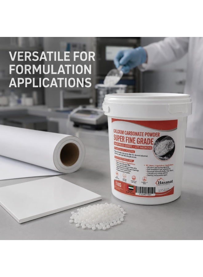 Hasanat Essentials Calcium Carbonate Powder 1kg, Super Fine Marble Powder Under 75 Microns, for Lippan Art, 3D Wall Art, Paint & Coating Filler, DIY and Industrial Applications - Image 2