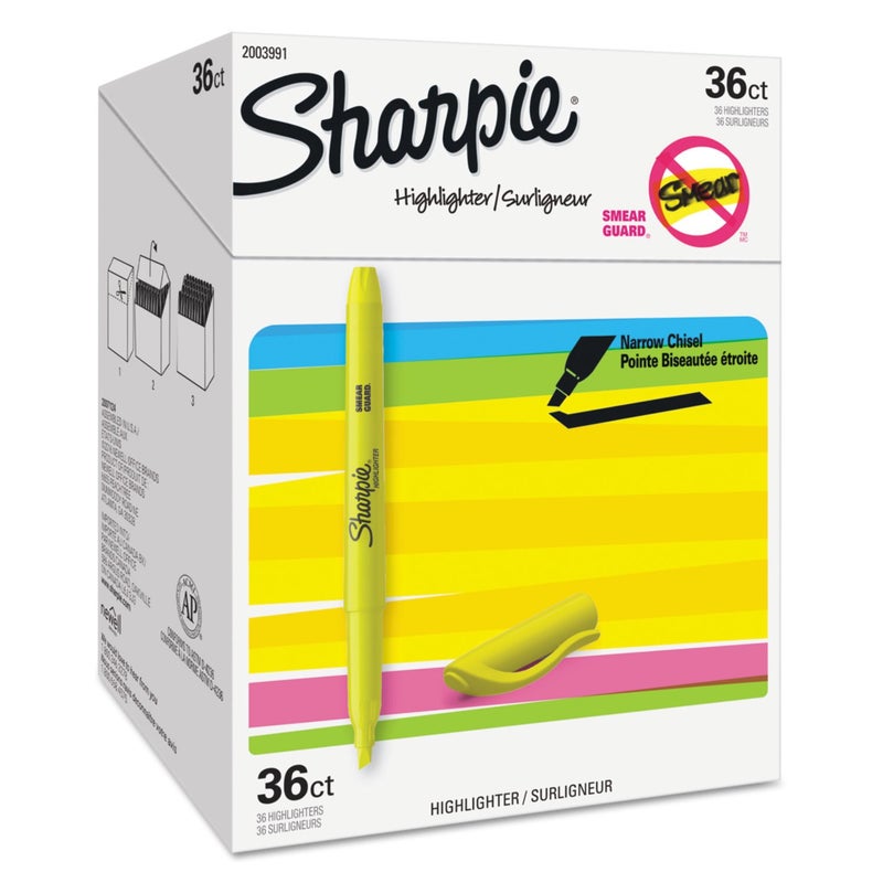 Sharpie Pocket Highlighters Chisel Tip Fluorescent Yellow 36-Count Set for Office Supplies School Supplies Bible Study and Home Office Essentials - Image 1