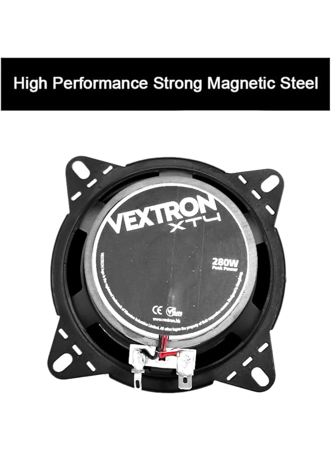 Generic Vextr0N 4-Inch Two-Way Coaxial Speakers, 280W Peak Power, 70W Continuous Power, 90Db Sensitivity, 4 Ohms, 50Hz-20Khz Frequency Response, Compact Design, Black  - Image 4