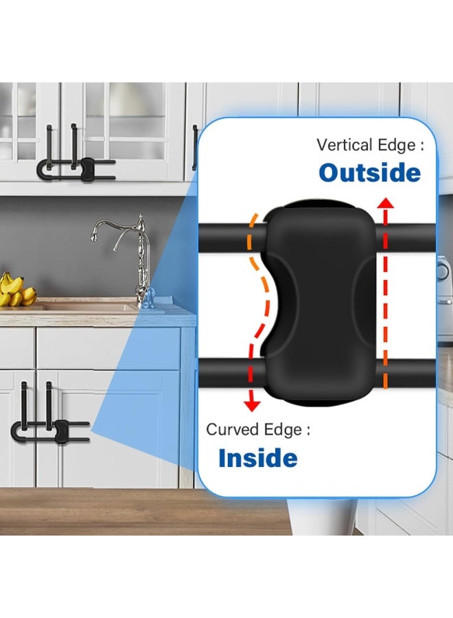 SPISPI Baby Proofing Cabinets, Cabinet Locks for Babies, 2 Pack U-Shaped Child Locks for Cabinets - Image 3