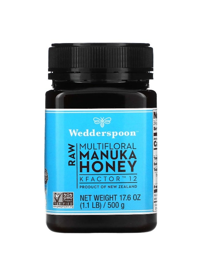 Wedderspoon Wedderspoon, Raw Multifloral Manuka Honey, KFactor 12, 1.1 lb (500 g)  - Image 1