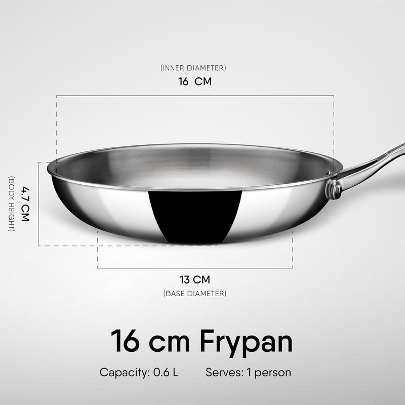 Stahl Artisan Triply Stainless Steel Fry Pan, Induction & Gas Stove Compatible Frying Pan, Omelette Pan, Egg Pan, 0.6 L, 16 cm - Image 4