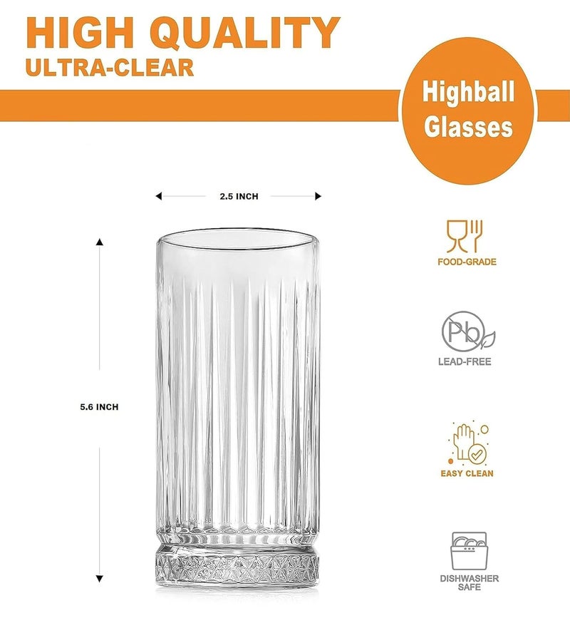 NVRA 280ml Italian Premium Juice Glasses and Transparent Water Glass Medium Size Tumbler Glasses for Drinking Water and Cocktails, Diamond Design Glass Water Glass Set of 6 - Image 5