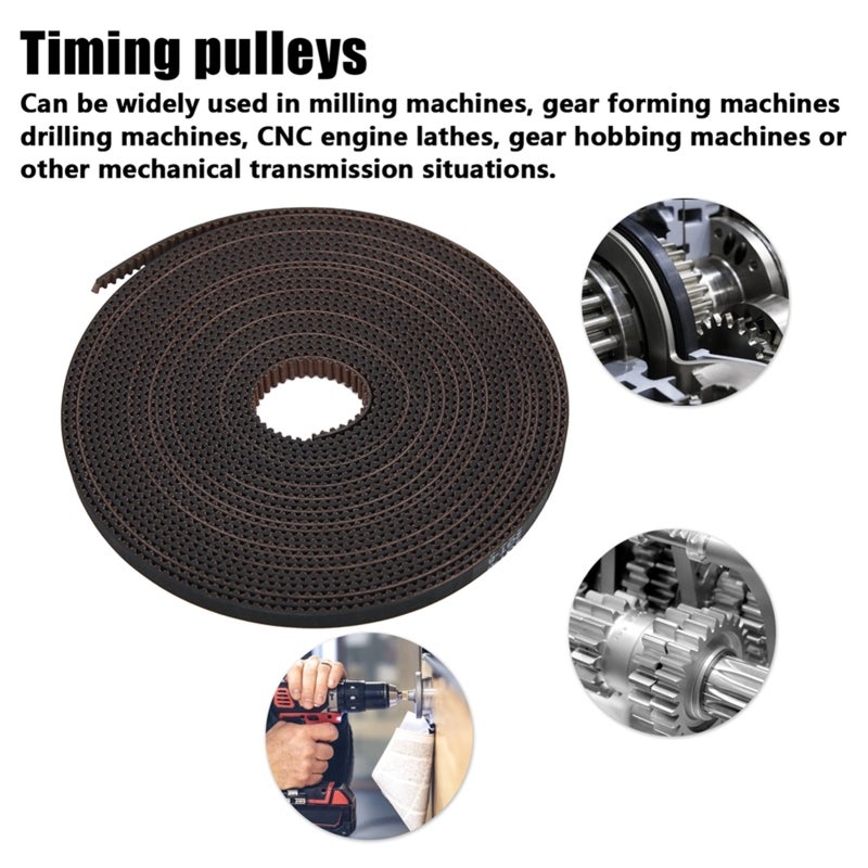 Timing Belt: Black 6mm Width Non-slip Arc Tooth - High Strength Flexible Fiber Rope Anti-backlash Timing Belt for Linear Drive Smooth Transmission - Image 2
