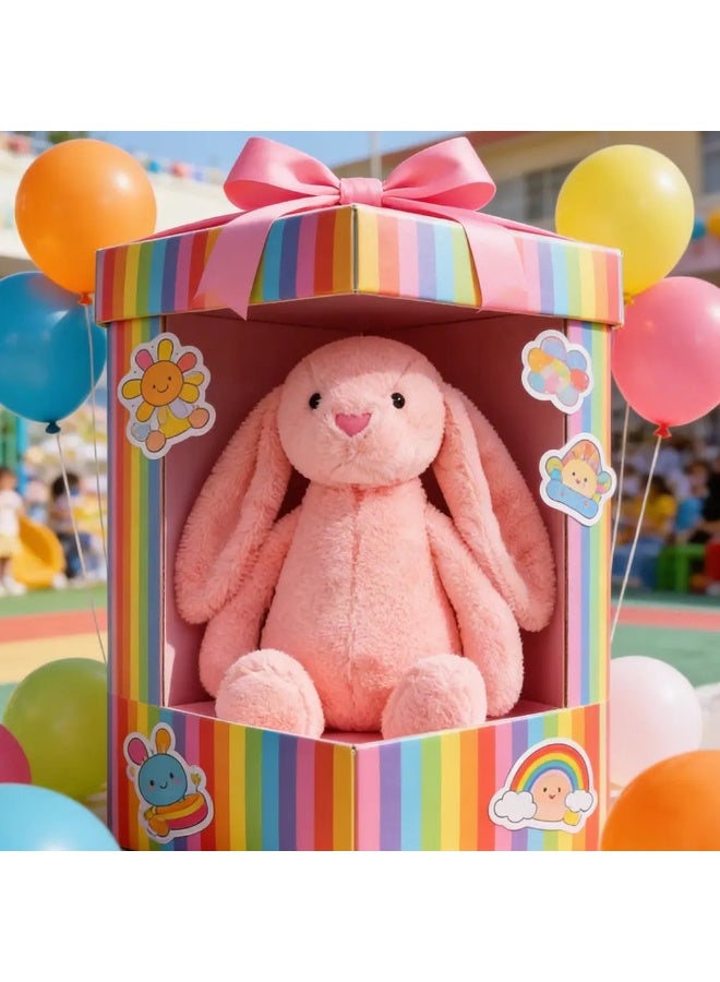 Unisex Soft Cotton Long Ear Stuffed Rabbit Plush Toy, Easter Bunny Sleeping Mate, Pink - Image 3