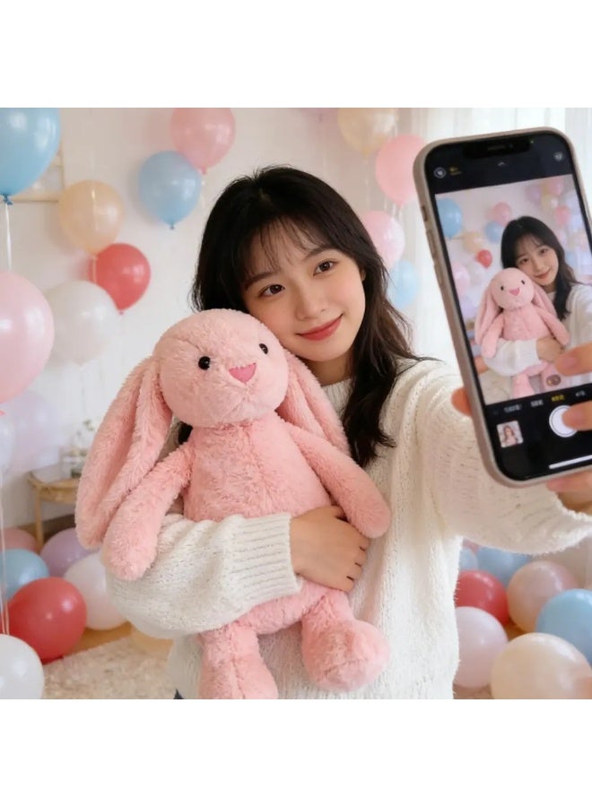 Unisex Soft Cotton Long Ear Stuffed Rabbit Plush Toy, Easter Bunny Sleeping Mate, Pink - Image 5