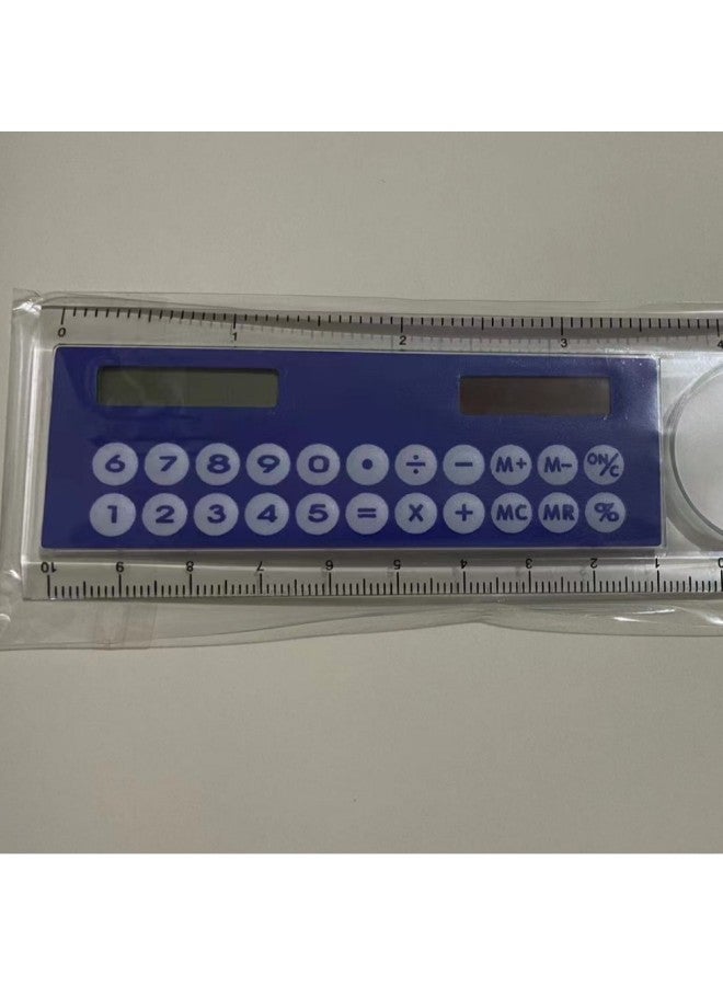 Mini Color Multifunctional Student 10cm Ruler Solar Calculator Angle Magnifier Gift Stationery
