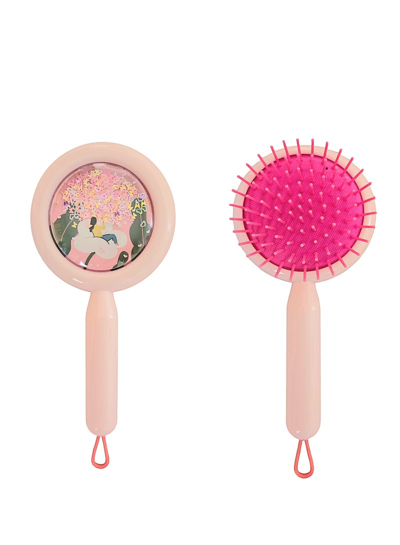 Round Pink Hair Brush for Easy Styling and a Sleek Look - Image 1