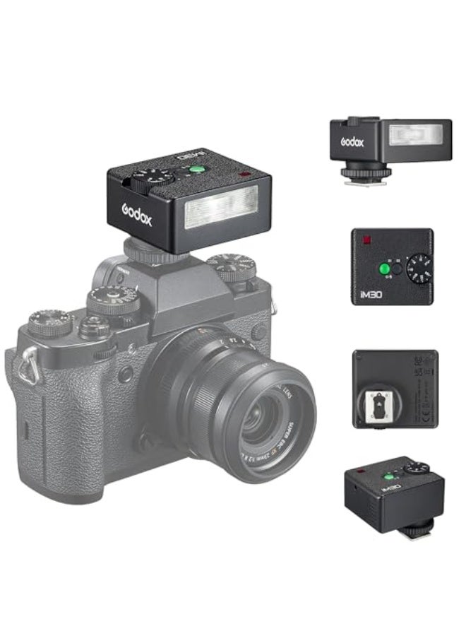 Godox Godox iM30 Camera Flash Mini Flash Speedlite GN15 with 13 Levels Flash Power,CCT 6500K±200K with S1/S2 Optical Control for Sony Canon Nikon Fuji Olympus Camera  - Image 1