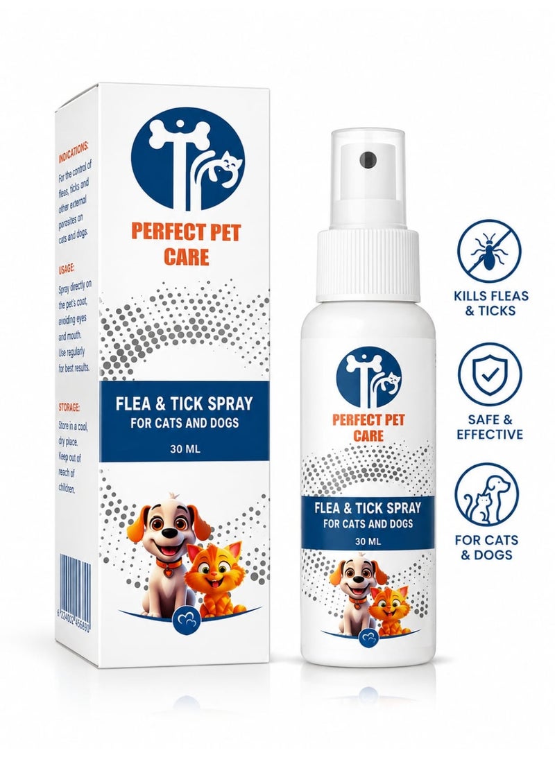 🐶🐱 بخاخ مكافحة البراغيث والقراد للقطط والكلاب 30 مل 🐱 Perfect Pet Care 🐶 يخفف الحكة ويحمي من الطفيليات الخارجية