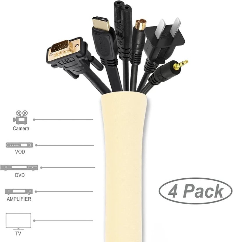 sulfar Cable Management Sleeve, Cord Management System for TV/Computer/Home Entertainment, 19-20 inch Flexible Cable Sleeve Wrap Cover Organizer, 4 Piece - Image 2