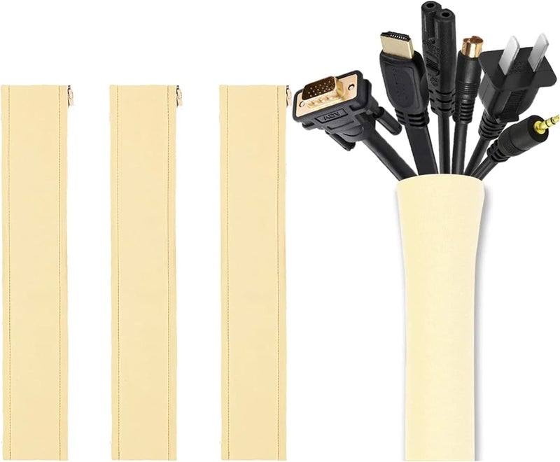 sulfar Cable Management Sleeve, Cord Management System for TV/Computer/Home Entertainment, 19-20 inch Flexible Cable Sleeve Wrap Cover Organizer, 4 Piece - Image 1