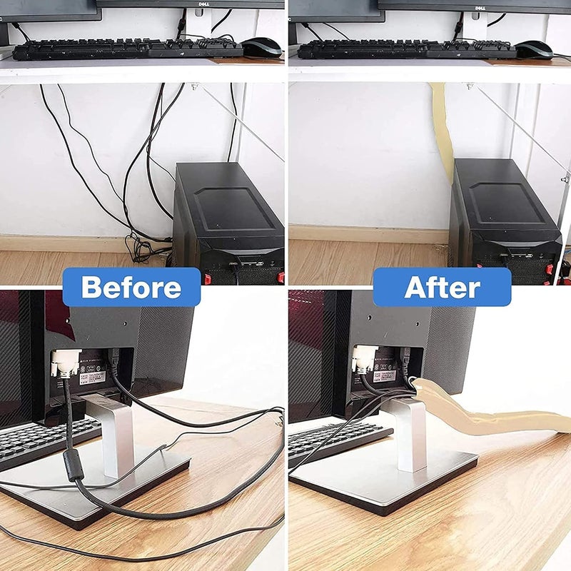 sulfar Cable Management Sleeve, Cord Management System for TV/Computer/Home Entertainment, 19-20 inch Flexible Cable Sleeve Wrap Cover Organizer, 4 Piece - Image 4