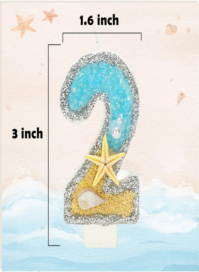 ElekFX 2nd Birthday Candle for Cake, Beach Starfish Sequins Candles, 2.76 inch Cake Topper Decoration for Birthday Party (Number 2) - Image 2