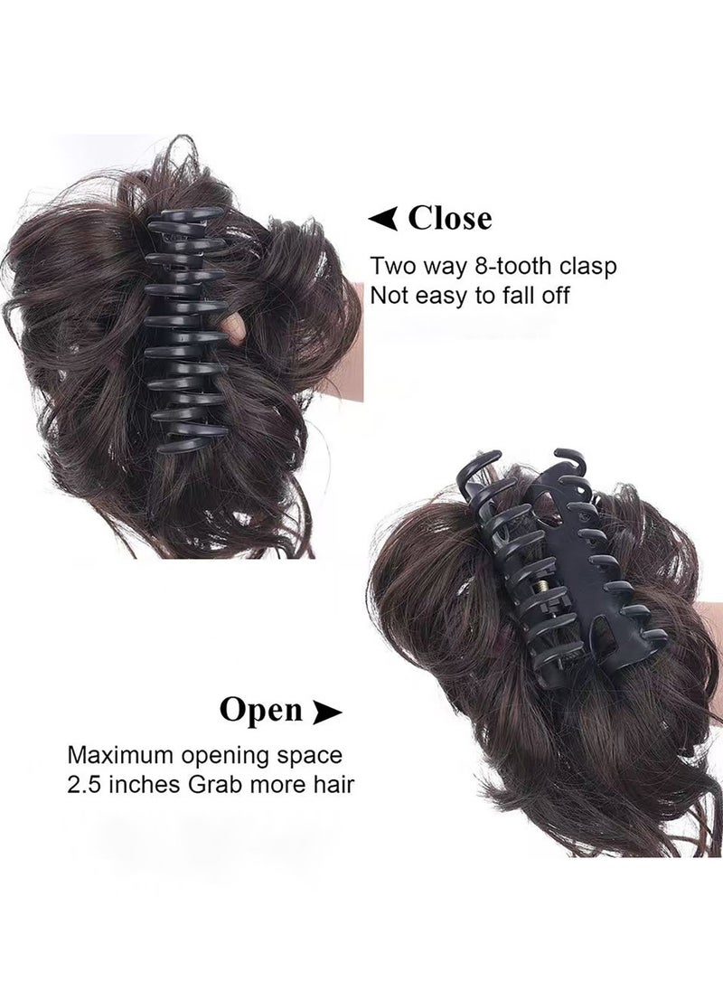 ماركة غير محددة Hair Accessories Bun Messy Curls Wave Synthetic Elegant Fluffy Bun Natural Fashion Hairstyle High Elastic Claw Hair Accessories Women's Headband (Brown)  - Image 3