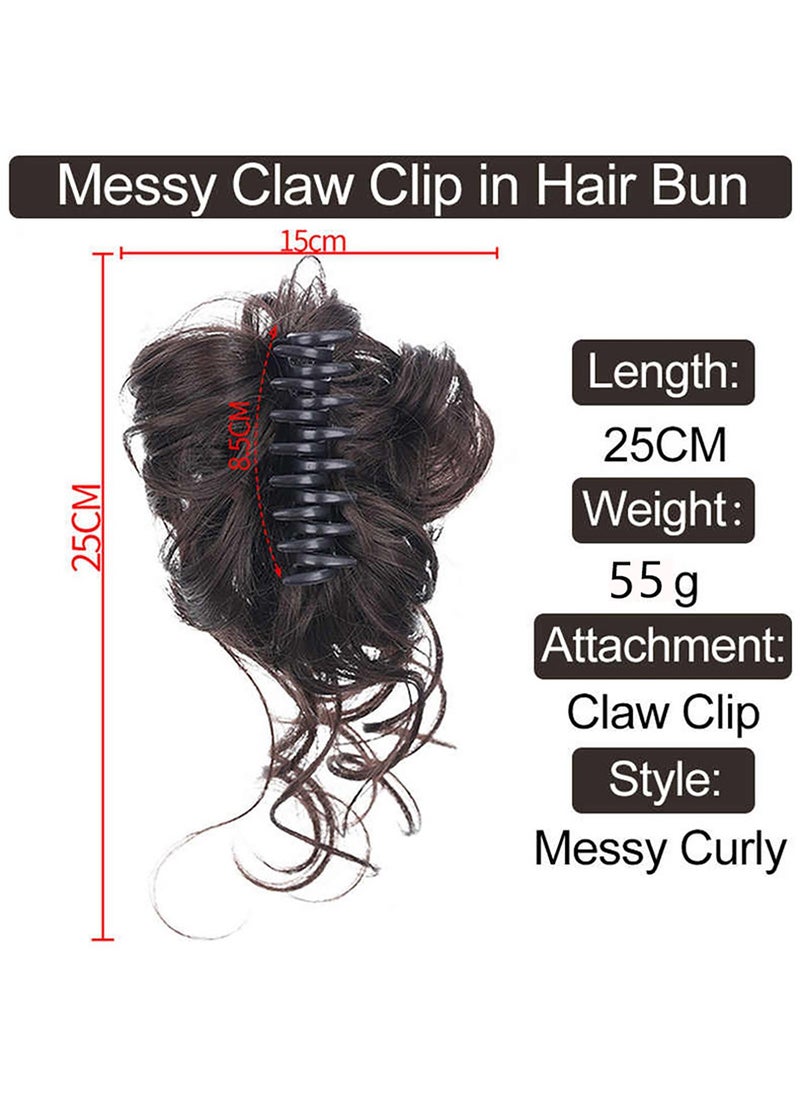 ماركة غير محددة Hair Accessories Bun Messy Curls Wave Synthetic Elegant Fluffy Bun Natural Fashion Hairstyle High Elastic Claw Hair Accessories Women's Headband (Brown)  - Image 2