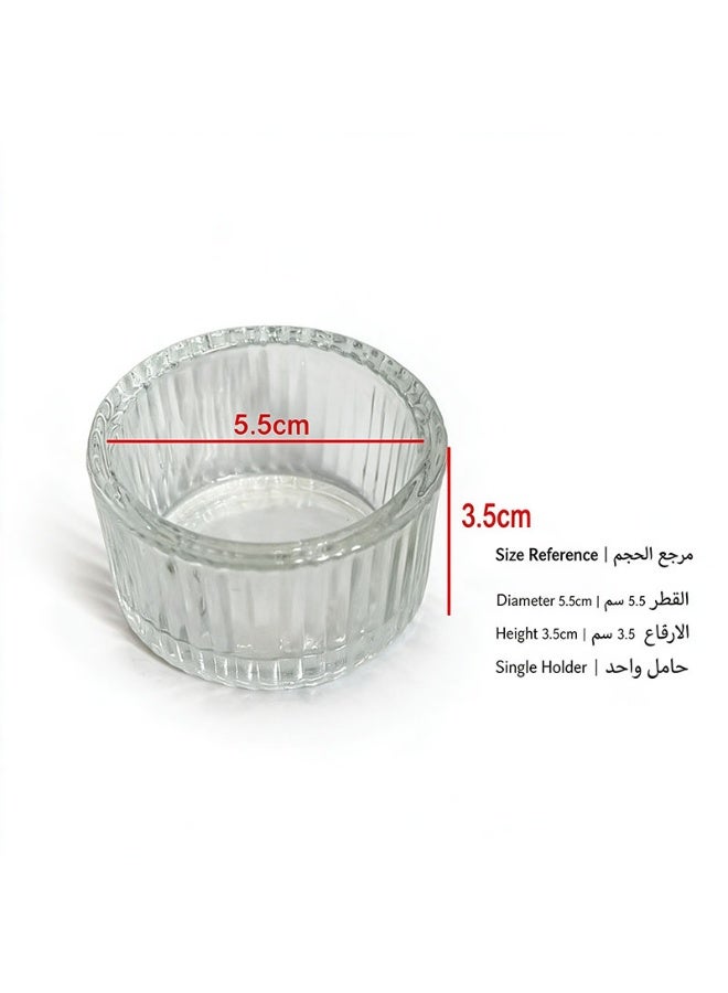 Clear Ribbed Glass Tealight Candle Holders for Home Decor - Image 1