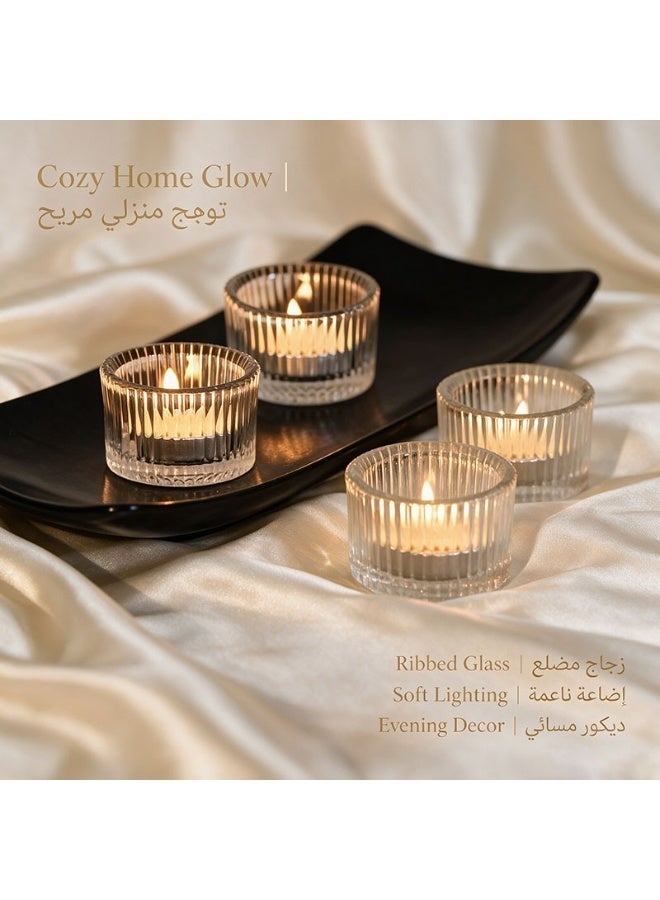Clear Ribbed Glass Tealight Candle Holders for Home Decor - Image 5