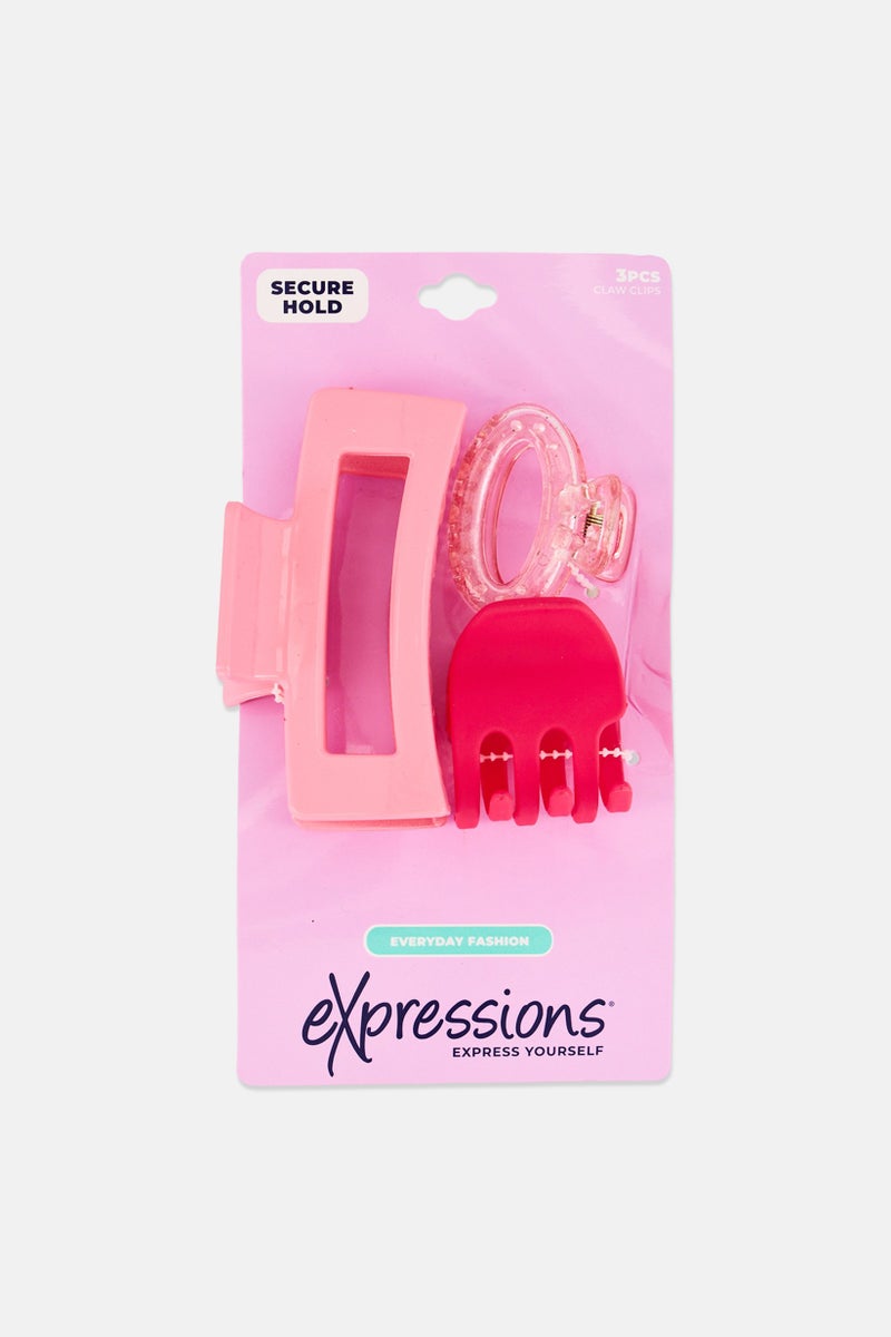 Expressions Women 3 Pieces Hair Claw Clips, Multicolor - Image 1