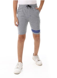 Andora Shorts With Double Blue Left Thigh Strips - Heather Grey  - Image 1