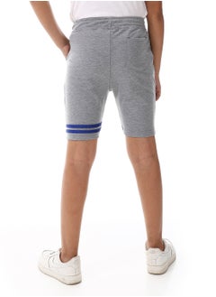 Andora Shorts With Double Blue Left Thigh Strips - Heather Grey  - Image 3