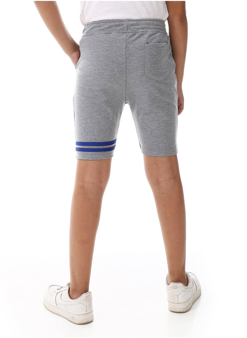 Andora - Shorts With Double Blue Left Thigh Strips - Heather Grey - Image 1
