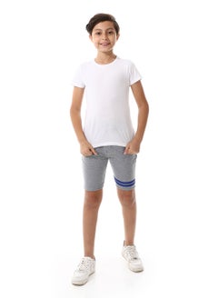 Andora Shorts With Double Blue Left Thigh Strips - Heather Grey  - Image 5