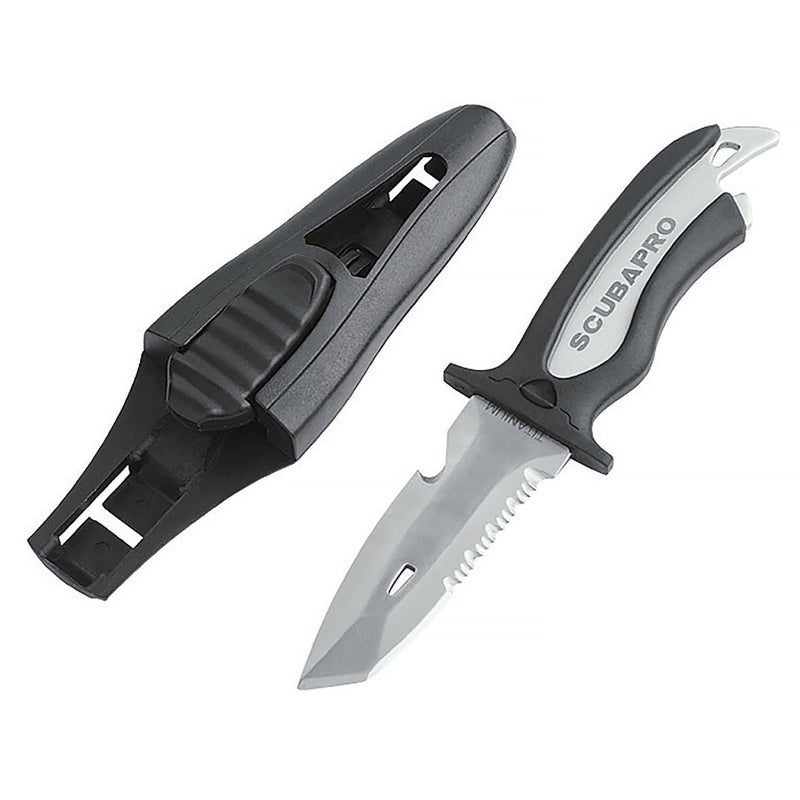 SCUBAPRO Mako Titanium Scuba Diving Knife with 3.5-Inch Blade, Includes Locking Sheath and BCD Mounting Kit - Image 1